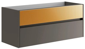 Mobile da bagno sospeso sotto lavabo L 119.5 x H 50 x P 45.5 cm senape opaco, 2 cassetti Niwa