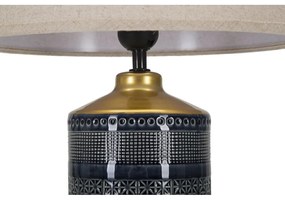 Lampada da tavolo in ceramica grigia e crema con paralume in tessuto (altezza 55 cm) Graphs Dark - Mauro Ferretti