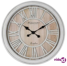 H&S Collection Orologio Parete Numeri Romani London Bianco e Naturale
