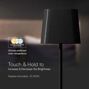 LED Lampada da tavolo magnetica solare LED/5W/5V 3000-6000K 3600 mAh IP65 nero