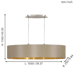 Eglo 31618 - Lampadario a sospensione con filo MASERLO 2xE27/60W/230V