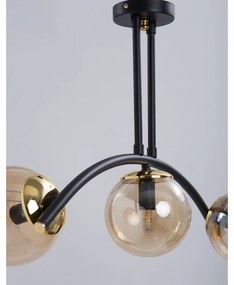 Lampada da soffitto giallo-nera con paralume in vetro ø 15 cm Yay - Squid Lighting