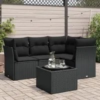 Set Divani da Giardino 5 pz con Cuscini in Polyrattan Nero 3249424