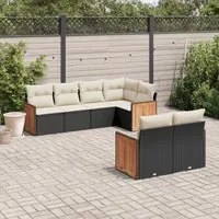 Set Divani da Giardino con Cuscini 7pz Nero Polyrattan 3260222