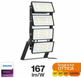 Faro Modulare LED 800W IP66 167lm/W No Flickering con driver Philips Colore Bianco Naturale 4.000K