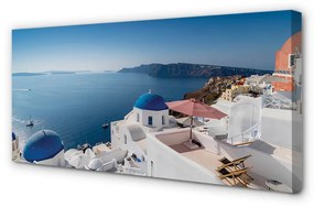Quadro su tela Panorama della Grecia Sea Buildings 100x50 cm