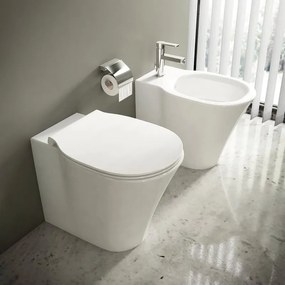 Coppia sanitari scarico a pavimento IDEAL STANDARD Connect Air lucido WC: P 36 x L 55 x H 40 cm, bidet: P 54.5 x L 36 x H 39.5 cm