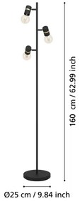 Eglo 900179 - Lampada da terra LURONE 3xE27/10W/230V
