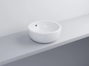 Cielo Shui lavabo 42 cm tondo da appoggio con troppopieno in ceramica bianco lucido