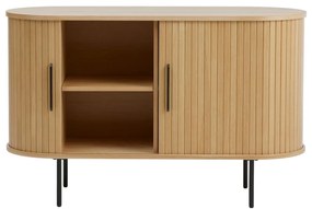 Cassettiera di colore naturale con effetto rovere con ante scorrevoli 120x76x45 cm Nola – Unique Furniture