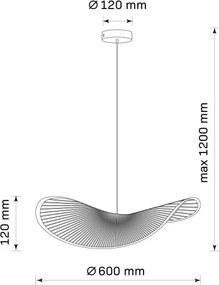 Lampadario a sospensione con filo CAPRI 1xE27/20W/230V diametro 60 cm bambù