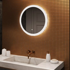 Apvalus LED apšviestas vonios veidrodis 60 cm su Dual color, Jutiklinis jungiklis