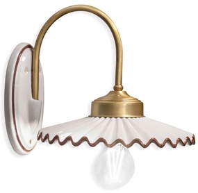 Applique Classica L'Aquila Ottone E Ceramica Decorato Filo Marrone 1 Luce E27