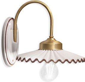 Applique Classica L'Aquila Ottone E Ceramica Decorato Filo Marrone 1 Luce E27