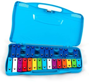 Costway Xilofono 25 tasti per bambini in alluminio colorati, Strumento per bambini cromatico glockenspiel Blu