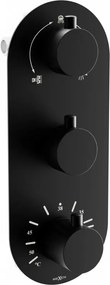 Mexen Kai miscelatore termostatico vasca-doccia a 3 vie, nero - 77603-70