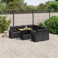 Set Divani da Giardino 9 pz con Cuscini Nero in Polyrattancod mxl 90356