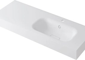 Lavabo a incasso rettangolare vasca a destra L 120.5 x H 15 x P 46 cm in resina bianco opaco