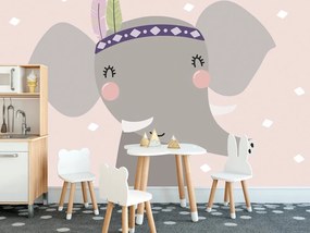 Carta da parati – Elefantino con piume indiane
