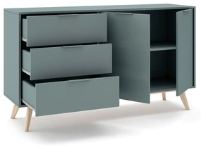 Cassettiera bassa grigio-verde 140x81 cm Pisco - Marckeric