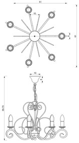 Lampadario a sospensione con catena MAURO 7xE14/60W/230V