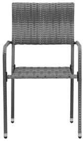 Set da pranzo per esterni 7 pz in polyrattan grigio