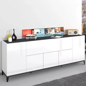 Credenza Sunrise 4 Ante + 1 Vano a Ribalta 200 Bianco Lucido