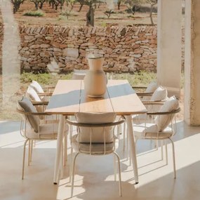 Set tavolo rettangolare Lowel in legno di teak e acciaio (240x100 cm) - Sklum