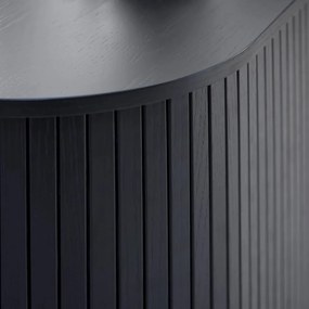 Cassettiera nera con effetto rovere con ante scorrevoli 120x76x45 cm Nola – Unique Furniture