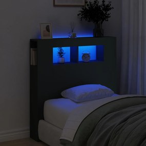 Testiera Led Nera 100x18,5x103,5 Cm Legno Multistrato /