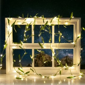 Aigostar - Catena LED solare 50xLED/7m IP65 bianco caldo oliva