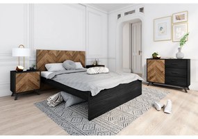 Letto matrimoniale nero/naturale 160x200 cm Gio - Marckeric