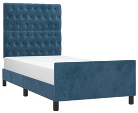 Giroletto con testiera blu scuro 100x200 cm in velluto