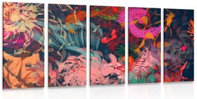 Quadri 5 pezzi – Fiori in percezione astratta