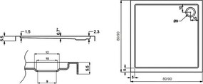 Piatto doccia 80x80 ultra slim acrilico colore bianco - KAMALU