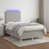 Letto a Molle Materasso e LED Grigio Chiaro 120x200 cm Tessuto cod mxl 56534