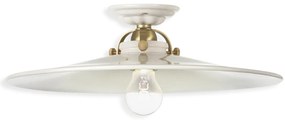 Plafoniera Classica Asti Ottone E Ceramica Ottone Satinato Decorato 1 Luce E27