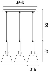 Lampadario a sospensione con filo 3xE27/40W/230V bianco
