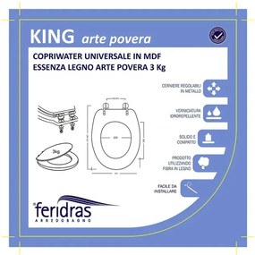 Copriwater universale in legno arte povera con cerniere regolabili