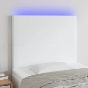 Testiera A Led Bianco 90x5x118/128 Cm İn Similpelle /