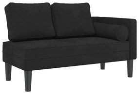 Chaise lounge con cuscini nero in velluto