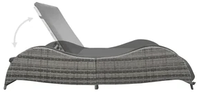 Lettino prendisole doppio con cuscino in polyrattan antracite