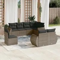 Set Divano da Giardino 8 pz con Cuscini Grigio in Polyrattancod mxl 116195