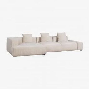 Divano Componibile Chaise Longue Angolare Sinistro In 3 Pezzi (↔︎375 Cm) Bruna Velluto A Coste Beige Lin - Sklum