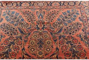 Antik Medaglione Floreale Rosso Ruggine Blu Scuro 92x200 Cm