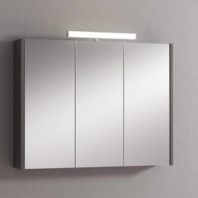 Pensile con luce Akira laccato lucido grigio L 90 x H 70 x P 15.5 cm