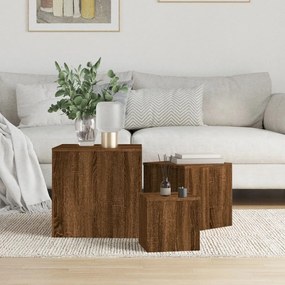 Credenze 3 Pz Rovere Marrone İn Legno Multistrato /