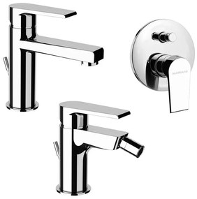 Set miscelatori lavabo bidet e doccia incasso cromato Mariani Artic