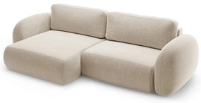 Divano angolare beige allungabile/con contenitore con rivestimento in ciniglia Tonale – Cosmopolitan Design