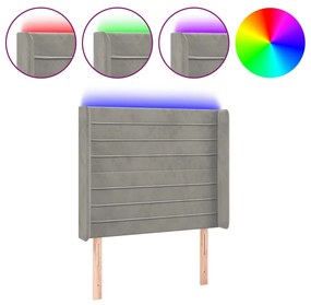 Testiera a led grigio chiaro 93x16x118/128 cm in velluto